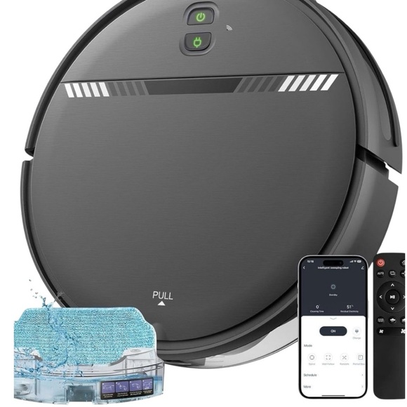 Other - BR151 Robot Vacuum & Mop Combo WiFi App Voice 1400Pa Slim Black New